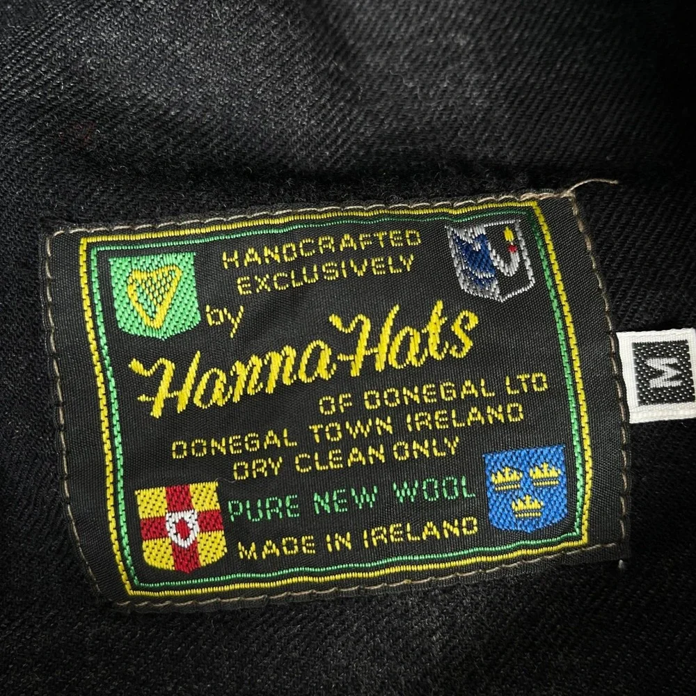 Vintage Hanna Hats Donegal Tweed Flat Cap Men M Green Herringbone Wool Ireland